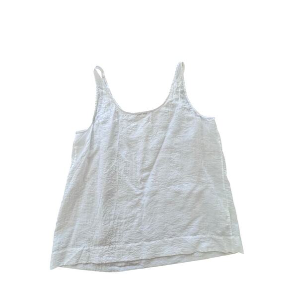 BCBG MAXAZARIA White Linen Neutral Embellishments Tank Top Blouse Women’s Sz L - Picture 5 of 9